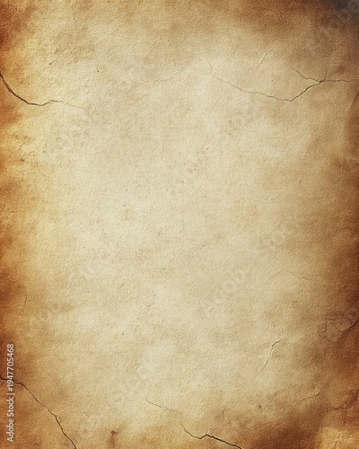 aged parchment paper with warm sepia tones, textured worn surface, visible cracks and darkened edges evoking nostalgia and antique mood