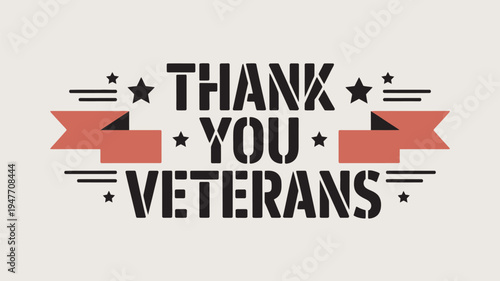 A graphic design honoring veterans with a bold thank you message
