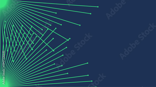 Futuristic green digital network lines on dark blue background vector illustration