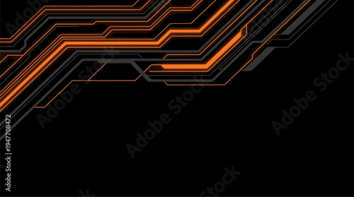 Modern orange and grey circuit technology background with copy space vector illustration