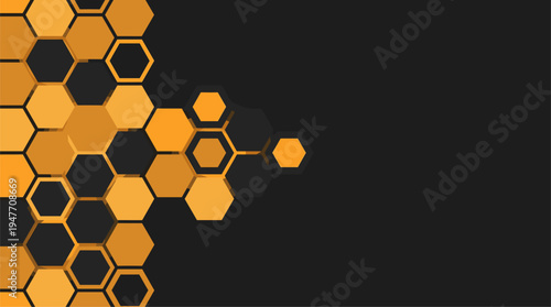 Abstract orange and grey hexagon honeycomb pattern background vector illustration