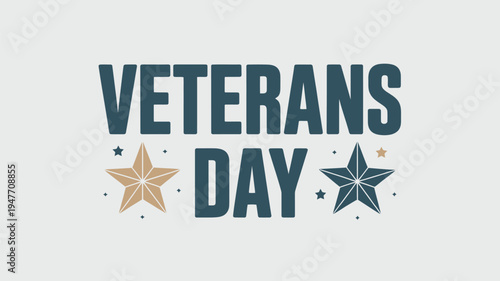 A graphic design celebrating Veterans Day with stars and bold text on a white background