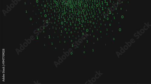 Green binary code digital data matrix on dark background vector illustration
