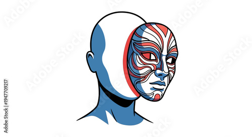 Unveiling the Layers of Self A Striking Illustration of Duality and Hidden Identity, Exploring the Human Psyche