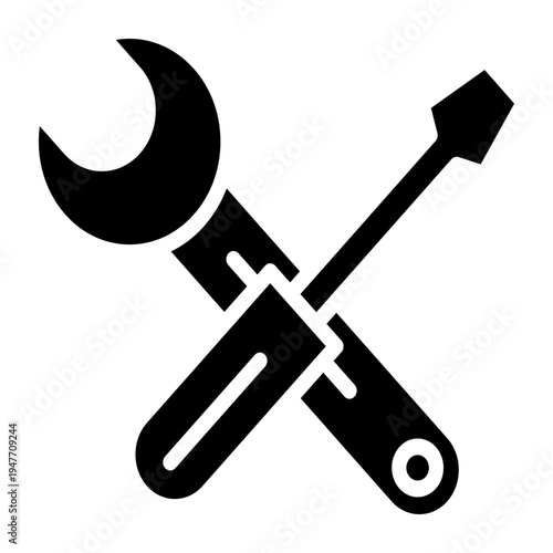 Tools Icon with Wrench Screwdriver and Spatula Silhouette