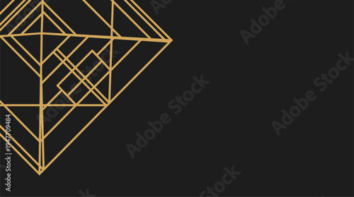Art Deco gold geometric diamond pattern on black background vector illustration