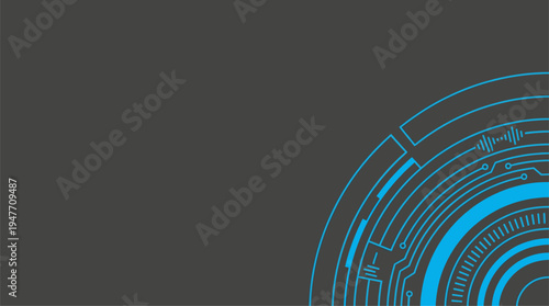 Abstract blue technology circuit HUD interface on dark grey background vector illustration