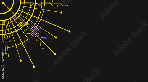 Abstract yellow digital technology circuit pattern on dark background vector illustration