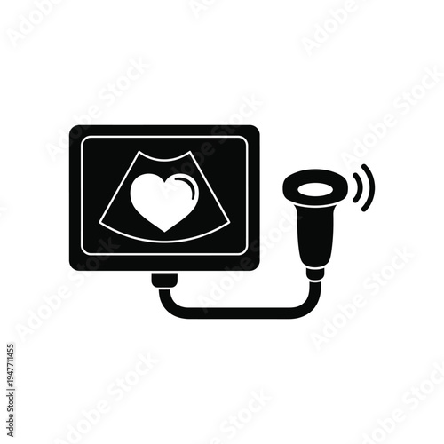 Medical professional examines heart on a screen with a probe