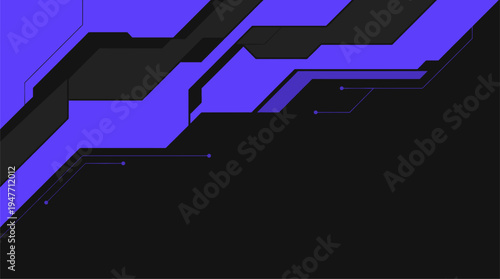 Abstract purple and black geometric background featuring futuristic tech circuit patterns vector illustration