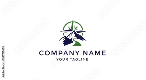 Company logo template with mountain design.