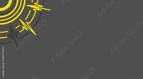Minimalist yellow and gray heartbeat pulse waves on dark background vector illustration