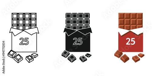 Chocolate bars in open boxes various colors and designs