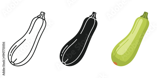 Three colorful eggplants in line art and shaded styles