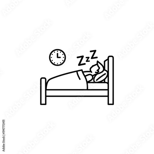 Person sleeping peacefully in bed at night with clock nearby