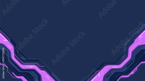 Abstract purple futuristic tech border on dark blue background vector illustration
