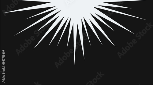 White sunburst light rays exploding on black background vector illustration