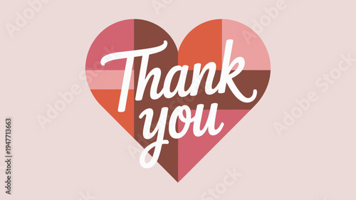 A colorful heart graphic with the words 'Thank you' written in white cursive font on a pink background.