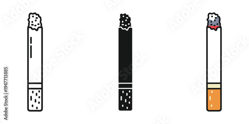 Colorful cigarette icons set with white black and gold filters