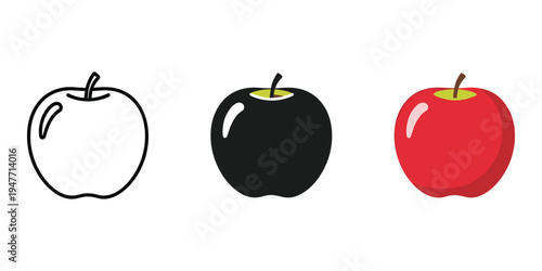 Colorful apples in different stages of illustration