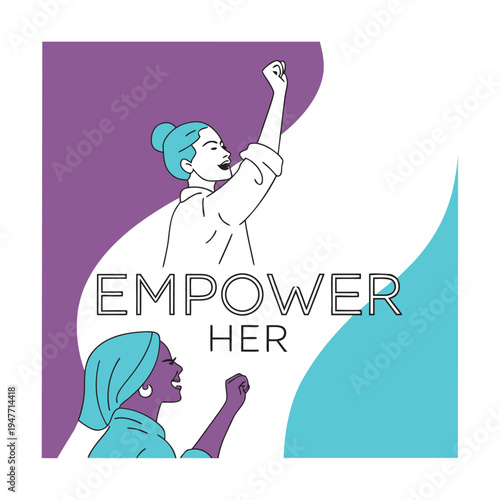 Modern Women Empowerment Flat Illustration Collection with Abstract Shapes and Pastel Colors