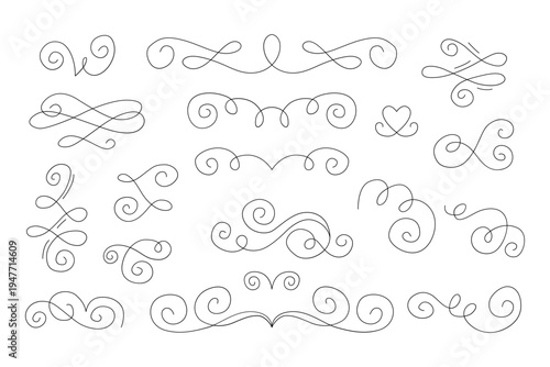Collection of decorative scroll and flourish elements