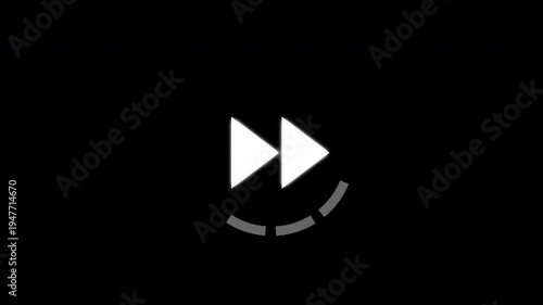 Animation of Fast forward arrow button icon with circle loading on transparent background, fast forward button animation sign 4K footage