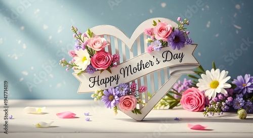 Happy mother's day greeting with beautiful flowers and heartfelt wishes