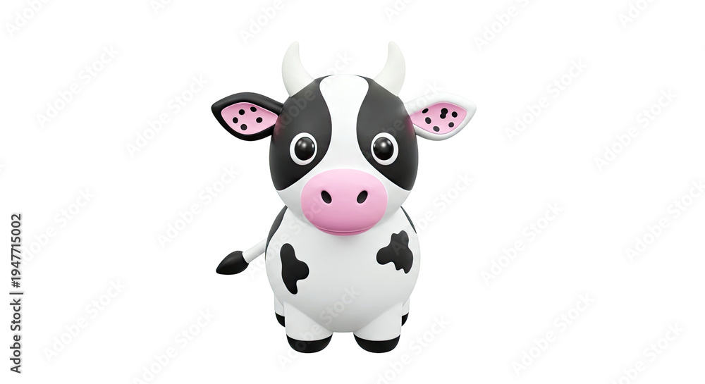 Fototapeta premium Cute 3D Cartoon Cow Illustration