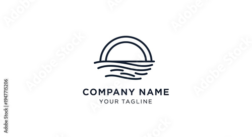 a minimalist logo design template with a sunset.