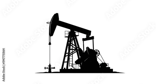 Oil Pump Jack Silhouette Illustration.