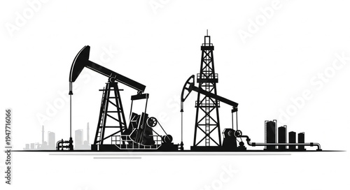 Oil Rigs Industrial Landscape.