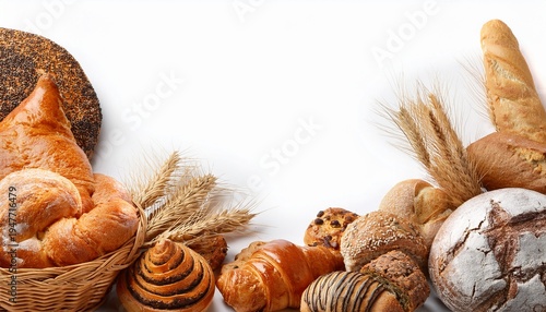 bakery items corner isolated on white background