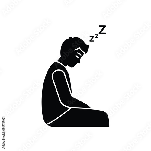 Man Sleeping Sitting Up Icon.