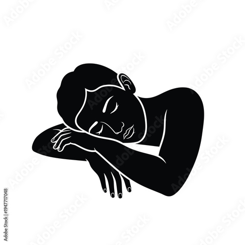Minimalist illustration of a person sleeping peacefully.