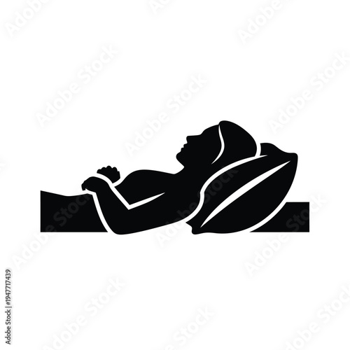Person sleeping on a bed with a pillow.