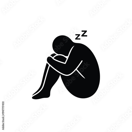 Person sleeping in fetal position.