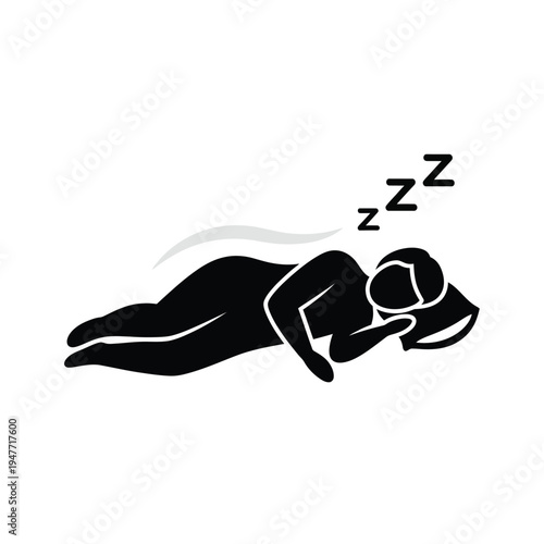 Person sleeping on stomach with Zzz symbols.