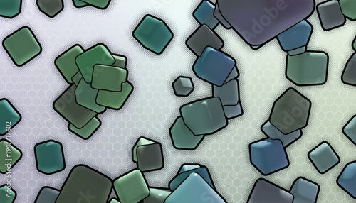 A colorful illustration of various shaped stones scattered on a gradient background