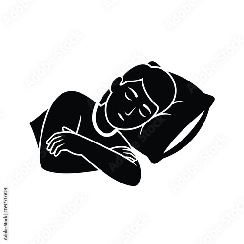 Person sleeping peacefully on a pillow 1.