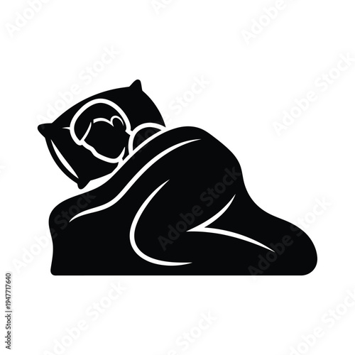 Person sleeping peacefully in bed.
