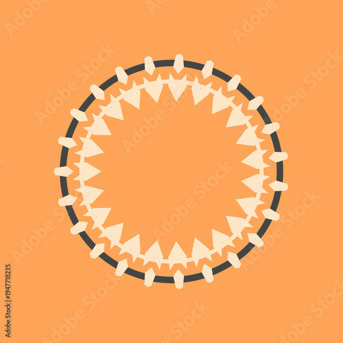 Volcanic mandala pattern in volcanic ash gold papaya-whip golden-orange pure-orange carbon-gray color palette