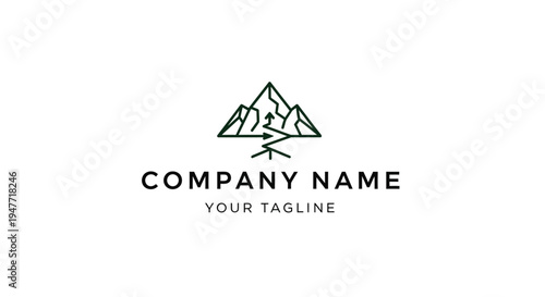 a minimalist mountain logo design template.