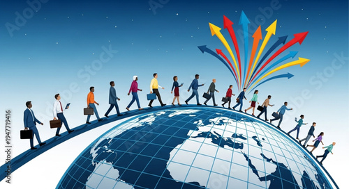 People Walking Around The Globe.