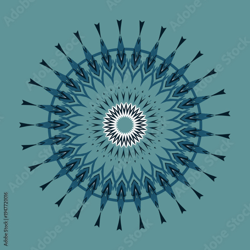 Cold mandala pattern in cold stormy cloud mist sage-grey steel abyss color palette