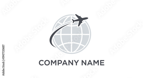 Airplane flying around the world globe.