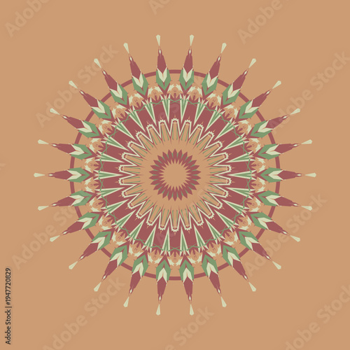 Fall mandala pattern in fall mossy brick pale-leaf tan-leather terracotta moss color palette