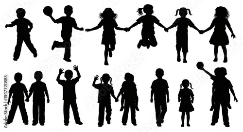 People Silhouettes Holding Hands.