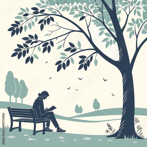 Solitary Person Enjoying Alone Time Vector