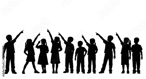 People Silhouettes Raising Hands.